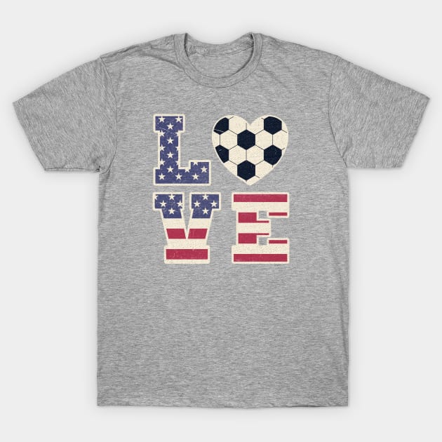 USA Soccer - Love Soccer Heart T-Shirt by Numero14